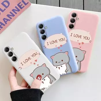 Мягкий силиконовый чехол с рисунком кота для Xiaomi Redmi Note 13 Pro Samsung A55 M35 S24 FE iPhone Huawei Honor 200 Realme Camera Защитный противоударный чехол Samsung Galaxy S9 Plus синий