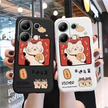 Мягкий силиконовый чехол с рисунком кота для Xiaomi Redmi Note 13 Pro 13C Samsung A55 S24 M34 iPhone 15 Huawei Honor Realme Camera Защитный противоударный чехол Samsung Galaxy S9 Plus