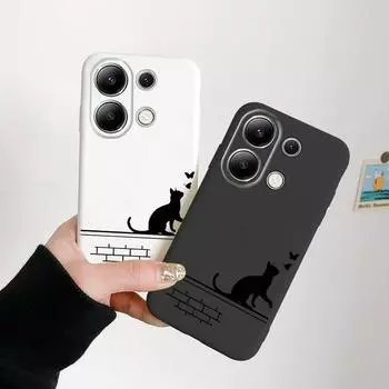 Мягкий силиконовый чехол с рисунком кота для Samsung A55 A35 M35 S24 Xiaomi Redmi Note 13 Pro iPhone 15 Huawei Honor Realme Camera Защитный противоударный чехол Samsung Galaxy S9 Plus
