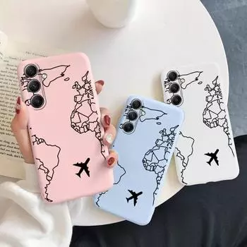 Мягкий силиконовый чехол с рисунком линий карты самолета для Samsung M35 Xiaomi Redmi Note 13 Pro iPhone Huawei Honor Realme Camera Защитный противоударный чехол Samsung Galaxy S9 Plus синий