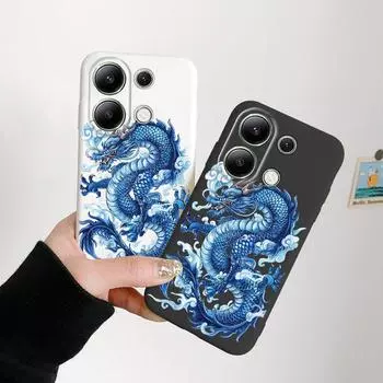 Мягкий силиконовый чехол с рисунком Loong для Xiaomi Redmi Note 13 Pro 14T 15 Samsung A55 S24 iPhone Huawei Honor Realme Camera Защитный противоударный чехол Samsung Galaxy S9 Plus