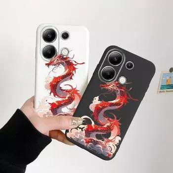 Мягкий силиконовый чехол с рисунком Loong для Xiaomi Redmi Note 13 14T 15 Samsung A55 A35 S24 iPhone Huawei Honor Realme Camera Защитный противоударный чехол Samsung Galaxy S9 Plus