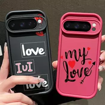 Мягкий силиконовый чехол с рисунком «Любовная буква» для Google Pixel 9 8 Pro Xl 8a, противоударный матовый защитный чехол для линз, однотонный, с защитой от падения Google Pixel 9 чёрный