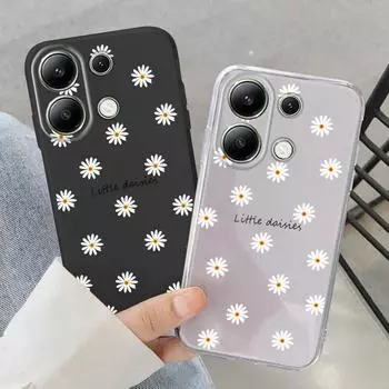 Мягкий силиконовый чехол с рисунком маленькой ромашки для Samsung A55 S24 Xiaomi Redmi Note 13 Pro iPhone Huawei Honor Realme Camera Защитный противоударный чехол Samsung Galaxy S9 Plus
