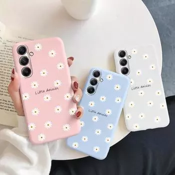 Мягкий силиконовый чехол с рисунком маленькой ромашки для Samsung M35 A55 S24 Xiaomi Redmi Note Poco C65 iPhone 15 Huawei Honor Realme защитный противоударный чехол Samsung Galaxy S9 Plus синий