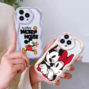 Мягкий силиконовый чехол с рисунком Микки и Минни Маус, кремовый текстурированный корпус с волнистыми краями, чехол для телефона для Xiaomi Redmi