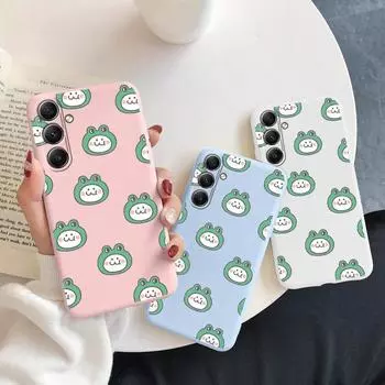 Мягкий силиконовый чехол с рисунком милой лягушки для Samsung M35 A55 Xiaomi Redmi Note Poco C65 iPhone Huawei Honor Realme Camera Защитный противоударный чехол Samsung Galaxy S9 Plus синий