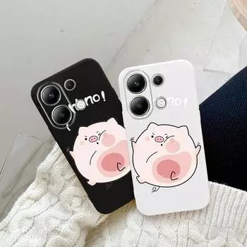 Мягкий силиконовый чехол с рисунком милой свиньи для Samsung A55 M35 S24 Xiaomi Redmi Note 13 Pro iPhone Huawei Honor Realme Camera Защитный противоударный чехол Samsung Galaxy S9 Plus