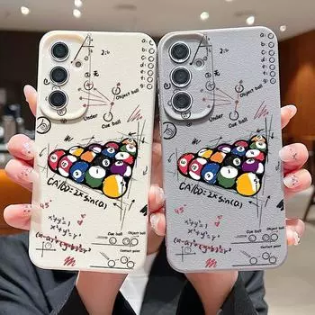 Мягкий силиконовый чехол с рисунком настольного тенниса для Samsung S25 S24 S22 Ultra Plus S23 S21 S20 Fe A25 A26 A15 A54 A55 A56, противоударный кожаный чехол с текстурой Samsung S25 чёрный