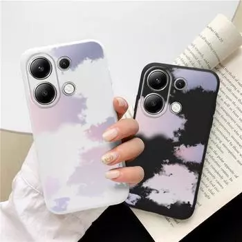 Мягкий силиконовый чехол с рисунком облаков для Samsung A55 M35 S24 Xiaomi Redmi Note 13 Pro 13C iPhone Huawei Honor Realme Camera Защитный противоударный чехол Samsung Galaxy S9 Plus