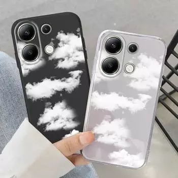 Мягкий силиконовый чехол с рисунком облаков для Xiaomi Redmi Note 13 Pro 13C Samsung A55 S24 iPhone 15 Huawei Honor Realme Camera Защитный противоударный чехол Samsung Galaxy S9 Plus
