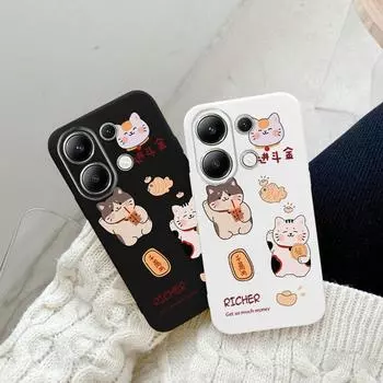 Мягкий силиконовый чехол с рисунком пары кошек для Xiaomi Redmi Note 13 Pro 13C Samsung A55 S24 iPhone Huawei Honor Realme Camera Защитный противоударный чехол Samsung Galaxy S9 Plus