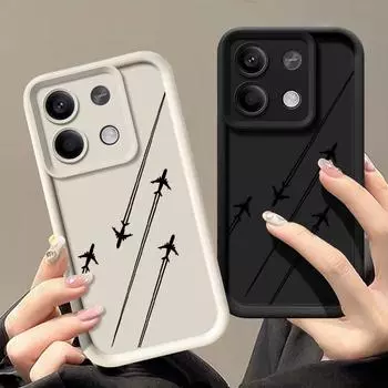 Мягкий силиконовый чехол с рисунком самолета для Xiaomi 14t 13t Poco X6 X5 F6 Pro Redmi Note 14 13 12 11 10 Pro, однотонная защитная крышка для объектива Xiaomi 14T чёрный