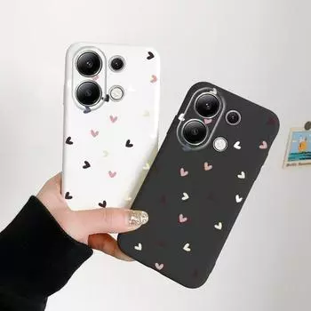 Мягкий силиконовый чехол с рисунком сердца для Xiaomi Redmi Note 13 Pro 13C Samsung A55 S24 iPhone 15 Huawei Honor Realme Camera Защитный противоударный чехол Samsung Galaxy S9 Plus