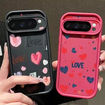 Мягкий силиконовый чехол с рисунком сердец любви для Google Pixel 9 8 Pro Xl 8a, противоударный матовый защитный чехол для линз, устойчивый к падению, однотонный чехол Google Pixel 9 чёрный