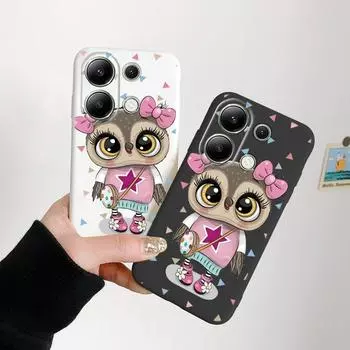 Мягкий силиконовый чехол с рисунком совы для Samsung A55 M35 S24 Xiaomi Redmi Note 13 Pro iPhone Huawei Honor Realme Camera Защитный противоударный чехол Samsung Galaxy S9 Plus