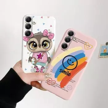 Мягкий силиконовый чехол с рисунком совы для Samsung A55 A35 S24 Xiaomi Redmi Note 13 iPhone Huawei Honor Realme Camera Защитный противоударный чехол Samsung Galaxy S9 Plus синий