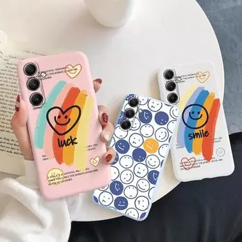 Мягкий силиконовый чехол с рисунком улыбающегося лица для Samsung A55 A35 Xiaomi Redmi Note 13 Pro iPhone Huawei Honor Realme Camera Защитный противоударный чехол Samsung Galaxy S9 Plus синий