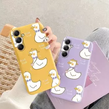 Мягкий силиконовый чехол с рисунком утки для Samsung Galaxy A55 A35 A34 A54 A15 S23 S24 FE S25 Plus M35 M34, противоударный чехол-бампер с защитой от царапин Samsung Galaxy S9 Plus чёрный
