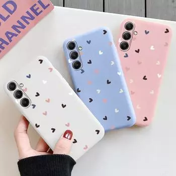 Мягкий силиконовый чехол с рисунком в виде сердца для Samsung A55 M35 S24 Xiaomi Redmi Note 13 Pro 13C iPhone Huawei Honor Realme Camera Защитный противоударный чехол Samsung Galaxy S9 Plus синий