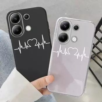 Мягкий силиконовый чехол с рисунком в виде линии сердца для Samsung A55 M35 Xiaomi Redmi Note 13 Pro 13C iPhone Huawei Honor Realme Camera Защитный противоударный чехол Samsung Galaxy S9 Plus