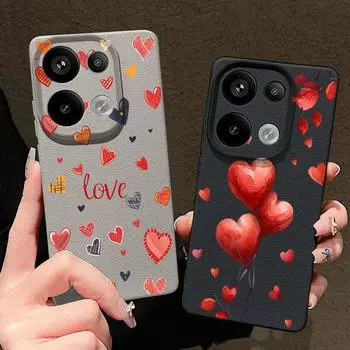 Мягкий силиконовый чехол с рисунком воздушных шаров для Xiaomi 13t Poco X6 M6 Pro Redmi Note 14 13 12 11 10 Pro, противоударный кожаный текстурный однотонный чехол Redmi Note 14 Pro чёрный