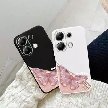 Мягкий силиконовый чехол с розовой бабочкой для Xiaomi Redmi Note 13 Pro 14C 15 Samsung A55 S24 FE iPhone Huawei Honor Realme Camera Защитный противоударный чехол Samsung Galaxy S9 Plus