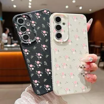 Мягкий силиконовый чехол с розовым цветком для Samsung S24 S22 Ultra Plus S23 S21 S20 Fe A55 A54 A53 A52 A35 A15 A16, противоударный однотонный матовый чехол Samsung S24 чёрный