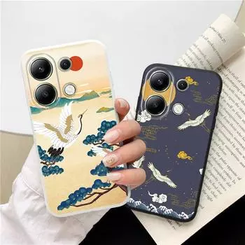 Мягкий силиконовый чехол с винтажной росписью для Xiaomi Redmi Note 13 Pro 14C Samsung A55 M35 S24 iPhone Huawei Honor Realme Camera Защитный противоударный чехол Samsung Galaxy S9 Plus