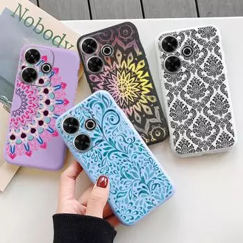 Мягкий силиконовый чехол с винтажным цветком для iPhone Xiaomi Redmi Note 13 14C 15 Samsung A55 A35 M35 S24 FE S25 Huawei Honor Camera Защитный противоударный чехол Samsung Galaxy S9 Plus фиолетовый