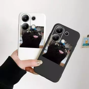 Мягкий силиконовый чехол с забавным рисунком кота для Samsung A55 M35 S24 Xiaomi Redmi Note 13 Pro iPhone Huawei Honor Realme Camera Защитный противоударный чехол Samsung Galaxy S9 Plus