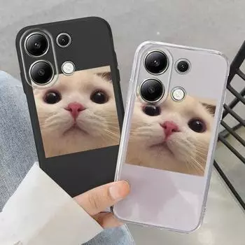 Мягкий силиконовый чехол с забавным рисунком кота для Samsung A55 M35 S24 Xiaomi Redmi Note 13 Pro iPhone Huawei Honor Realme Camera Защитный противоударный чехол Samsung Galaxy S9 Plus