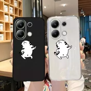 Мягкий силиконовый чехол с забавным рисунком кота для Xiaomi Redmi Note 13 Pro 13C Samsung A55 S24 iPhone Huawei Honor Realme Camera Защитный противоударный чехол Samsung Galaxy S9 Plus