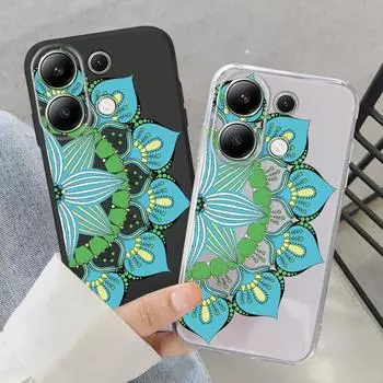 Мягкий силиконовый чехол с зелеными цветами для Xiaomi Redmi Note 13 Pro 14C Samsung A55 S24 FE iPhone 15 Huawei Honor Realme Camera Защитный противоударный чехол Samsung Galaxy S9 Plus