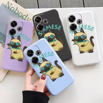 Мягкий силиконовый чехол Siamese Cat для Samsung A55 M35 S24 Xiaomi Redmi Note 13 Pro 13C 14T Poco C65 iPhone Huawei Honor 200 Lite Realme противоударный чехол Samsung Galaxy S9 Plus фиолетовый