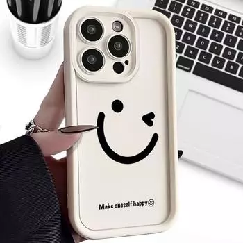 Мягкий силиконовый чехол Smiley Face для Apple 15 Pro Max, противоударный чехол для iPhone 11, 12, 13, 14 Pro, 7, 8 Plus - Creative Design iPhone 7/8