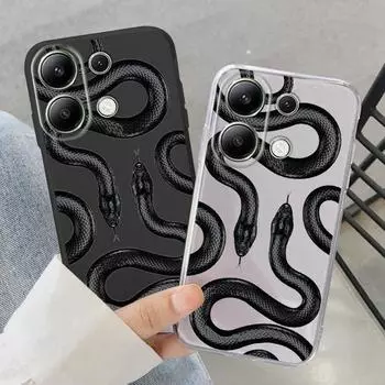 Мягкий силиконовый чехол Snake Heart для Xiaomi Redmi Note 13 Pro 14 15 Samsung A55 S24 FE iPhone 15 Huawei Honor Realme Camera Защитный противоударный чехол Samsung Galaxy S9 Plus