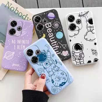 Мягкий силиконовый чехол Space Astronaut для Samsung A55 M35 Redmi Note 13 Pro 13C 14 Xiaomi Poco C65 iPhone Huawei Honor 200 Realme Camera Противоударный чехол Samsung Galaxy S9 Plus фиолетовый