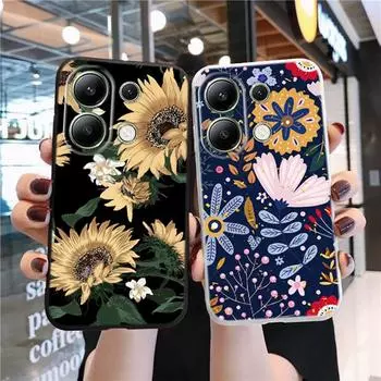 Мягкий силиконовый чехол Sunflower для Xiaomi Redmi Note 13 Pro 14C 12 Samsung A55 M35 S24 FE iPhone Huawei Honor Realme Camera Защитный противоударный чехол Samsung Galaxy S9 Plus