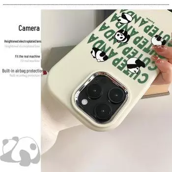 Мягкий силиконовый чехол в китайском стиле для iPhone 13/14 Pro Max, чехол для телефона с дизайном панды и логотипом Apple, совместим с iPhone 15 Plus. IP11