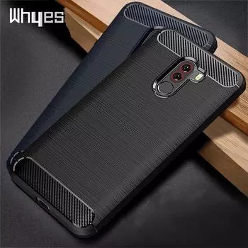 Мягкий силиконовый чехолWhyes для Xiaomi Pocophone F1 Poco F1, противоударный чехол из ТПУ из углеродного волокна для Xiaomi Pocophone F1, чехол синий