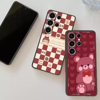 Мягкий силиконовый черный чехол с рисунком из мультфильма для Xiaomi Redmi Note 13 Pro 13C Poco C65 Samsung A55 A54 A34 S24 iPhone Camera Защитный противоударный чехол Samsung Galaxy S10 4G