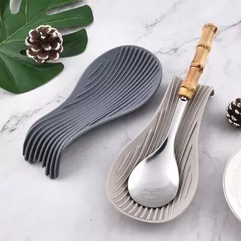 Мягкий силиконовый держатель для ложки, креативный держатель для кухонной утвари, органайзер для плиты, подставка для кухни светло-серый