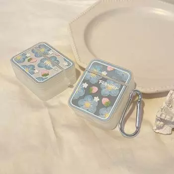 Мягкий силиконовый крючок с цветком клубники, милый зеркальный чехол для наушников для Apple Airpod Pro, чехол для гарнитуры Air Pod 3 2 1, милый чехол For Airpods 1 2