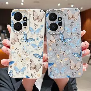 Мягкий силиконовый однотонный чехол для телефона Xiaomi 13t Poco X6 N6 Pro Redmi Note 14 13 12 11 10 Pro Защитная крышка для объектива из кожи в китайском стиле с изображением бабочки Redmi Note 14 Pro чёрный