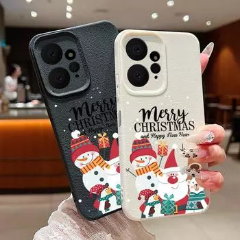 Мягкий силиконовый однотонный чехол для Xiaomi 13t Poco X6 F6 Pro Redmi Note 14 13 12 11 10 Pro противоударный рождественский новогодний защитный чехол для объектива Redmi Note 14 5G чёрный
