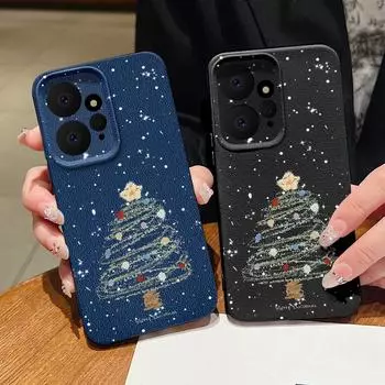 Мягкий силиконовый однотонный чехол для Xiaomi 13t Poco X6 F6 Pro Redmi Note 14 13 12 11 10 Pro мультяшная новогодняя елка противоударный защитный чехол для объектива Redmi 13C 4G чёрный