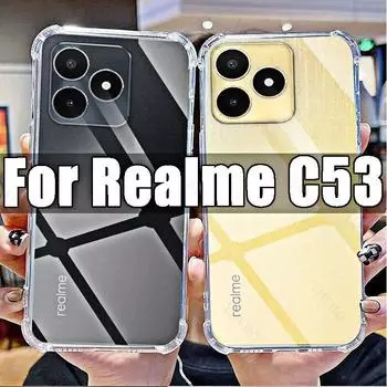 Мягкий силиконовый противоударный прозрачный чехол для Realme C53, ТПУ HD, прозрачный чехол для Realme C 53, 6,74 дюйма, RMX3760, защита от отпечатков пальцев For Realme C53 чистый