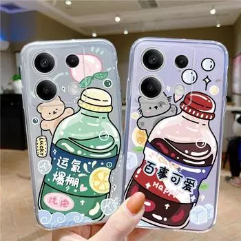 Мягкий силиконовый прозрачный чехол для Xiaomi Redmi 13C Note 13 Pro Samsung A55 A54 A34 S24 iPhone15 милый мультяшный узорчатый защитный противоударный чехол для камеры Samsung Galaxy S20 FE