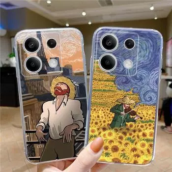 Мягкий силиконовый прозрачный чехол с рисунком Ван Гога для Xiaomi Redmi Note 13 Pro Poco Samsung A55 A54 A34 A15 S24 M35 iPhone 11 12 13 14 15 противоударный чехол Samsung Galaxy S20 FE